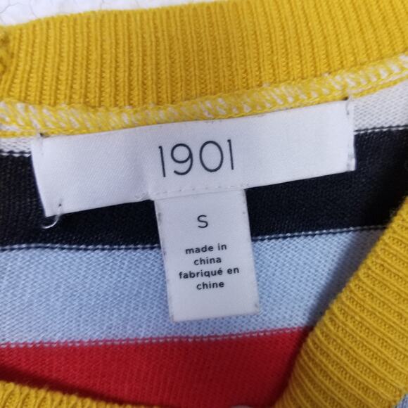 1901 Crewneck Back Button Stripes Sweater - Small - Picture 5 of 6